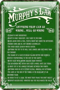 Murphy's Law Metal Embossed Sign 300mm x 200mm (sg) - Picture 1 of 1