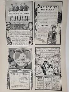 1900 viktorianische Ära Fahrraddruck Werbung Columbia Halbmond Monarch Leslies - Bild 1 von 6
