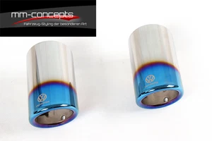 Endrohr Edelstahl Auspuff blende Anschweißendrohr Blau Titan für Golf GTI R GTD - Bild 1 von 4