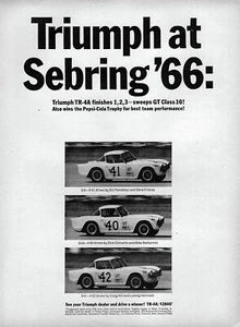 1966 Triumph TR-4A "Triumph at Sebring Racing" Original Print Ad - Picture 1 of 1