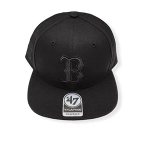 '47 Boston Red Sox Captain Sure Shot Black on Black Adjustable Snapback Hat Cap - Picture 1 of 6