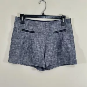 Pantaloncini Ann Taylor LOFT taglia 2 tweed Chambray misto lino tranquillo resort di lusso - Foto 1 di 7