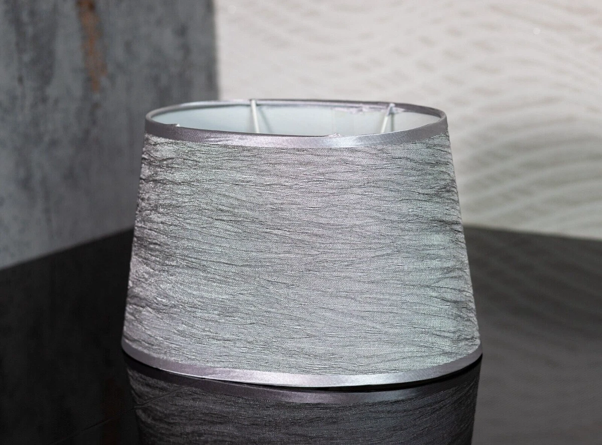 6 Stück Stoff Lampenschirme Silbergrau – Für E14 Birnen, Ca. 14,4 Cm Durchmesser