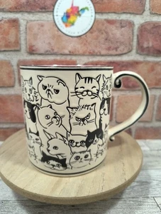 Spectrum Designz geprägte Katzengesichter 21 Oz Creme Keramiktasse Rosa Innen Neu - Bild 1 von 7