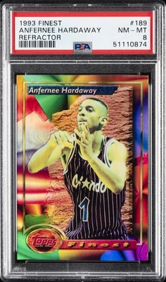 1993 FINEST REFRACTOR #189 ANFERNEE HARDAWAY ROOKIE RC PSA 8 - Image 1 of 2