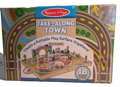 Melissa And Doug 18-Piece Wooden Take-Along Tabletop Town 4 Rescue Vehicles 3+ - Image 1 of 3