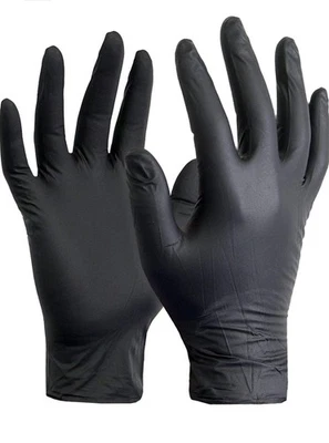 KINGFA AND RAP 1000 X DISPOSABLE NITRILE BLACK GLOVES POWDER LATEX FREE Medical/Food Grade