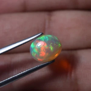 2.1 Cts 10.7x8.8 MM Real AAA Green Red Blue Fire Ethiopian Opal Oval Cabochon - Picture 1 of 9