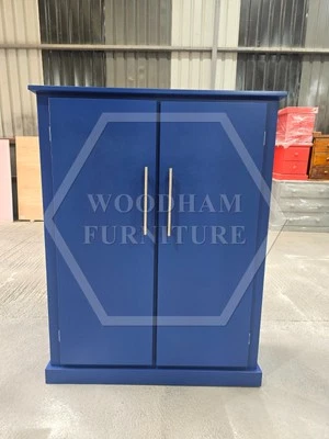 HANDMADE AYLESBURY 3 SHELVED STORAGE CABINET IN DARK BLUE  (NOT FLATPACKED) - Image 1 of 4