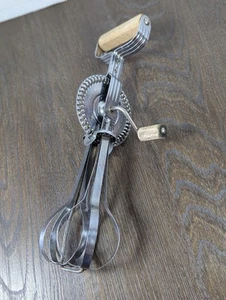 Vintage A&J EKCO Handmixer Eierschläger Hergestellt in den USA Holzgriff 12 Zoll Edelstahl - Bild 1 von 18