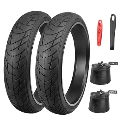  1/2 Pack Bike Fat Tires 26 x 3.0 Inch Electric 26x3.0 2 Tires + 2 Tubes /Black - Image 1 of 4