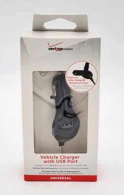 Verizon Universal Micro USB Car Charger With USB Port Verizon Wireless New - Image 1 of 4