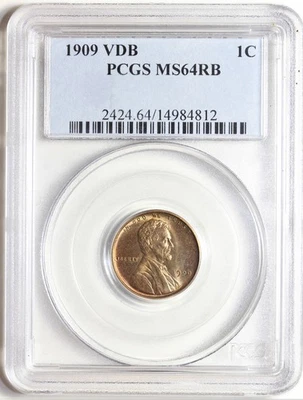 1909 VDB Lincoln Cent PCGS MS64 RB, Much Red - Image 1 of 2