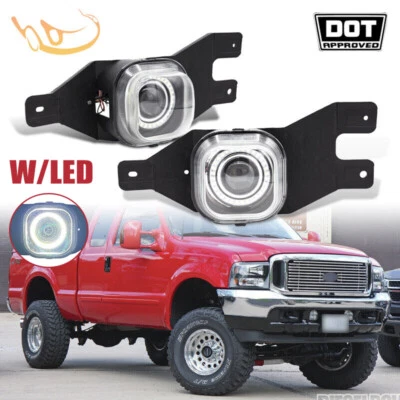 Pair LED Fog Lights For 1999-2004 Ford F-250 Super Duty Projector Driving Lamps - Image 1 of 4