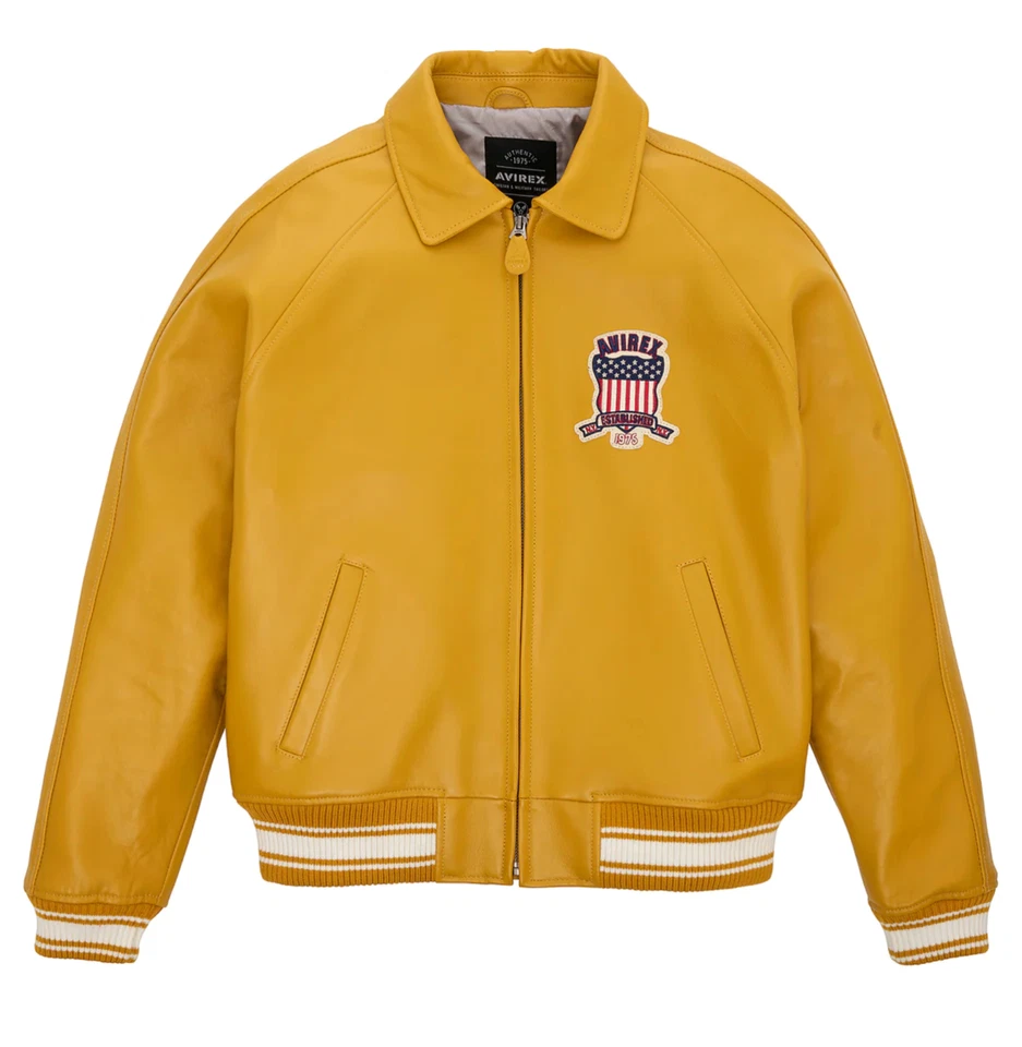 Chaqueta para Hombres AVIREX 100% Cuero de Cordero Real Chaqueta de Aviador Americano Bombardero Foto 1 de 4