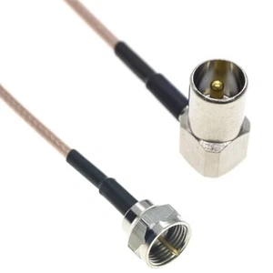 RG179 F male to IEC DVB-T TV PAL male Right Angle Connector RF Coax Cable 75ohm - Picture 1 of 3