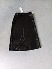 Size 8 XS Feather & Bone Sequin Black Midi Skirt A Line Party Sparkly Formal