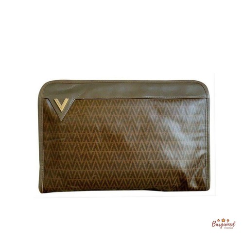 Autentica pochette media vintage MARIO VALENTINO in tela rivestita marrone