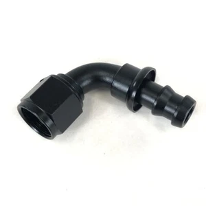 -8 AN 90 Degree Push Lock Oil/Fuel/Gas Hose Line End Fitting Adapter Black - Picture 1 of 6