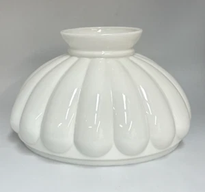 Pantalla de lámpara vintage blanca de vidrio de leche melón huracán 10 pulgadas - Imagen 1 de 9