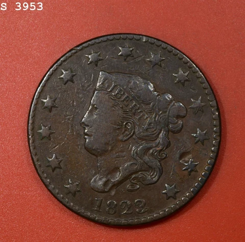 1823/2 Coronet Head Large Cent "VF+ Surface Dings" *Free S/H After 1st Item* Cover