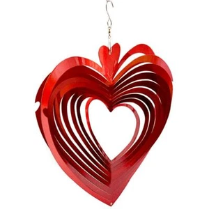 3D Heart Wind Spinner Reflective Stainless Steel Twister Garden Ornament Love - Picture 1 of 13