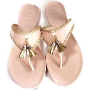 Jack Rogers Alana Jelly Flip Flop Sandals Rose Pink Gold Tassel Women’s Sz 11 - Picture 1 of 8