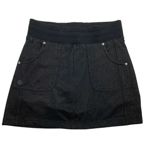Athleta Stretch Skort Skirt Black Gray Workout Drawstring Zip Pockets Size XS - Picture 1 of 10