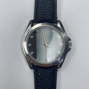 E Accutime Plata Negro Accutime 0816 Damas Cristales Cuarzo Inoxidable Sin Probar - Imagen 1 de 6