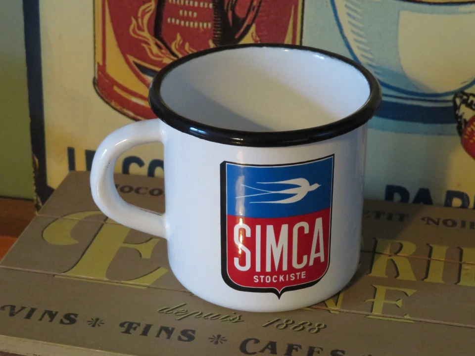 MUG Plaque émaillée SIMCA CONCESSIONNAIRE LOGO stockiste VOITURE  tasse   email - Photo 1/2
