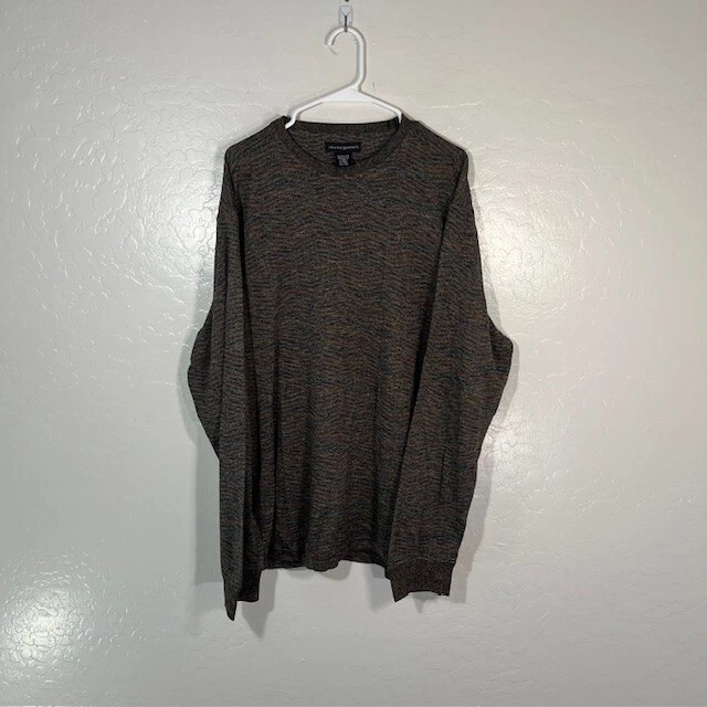 Suéter Jhane Barnes Para Hombres XL Tejido de Seda Pullover Cuello Redondo Colorido Arte Foto 1 de 4