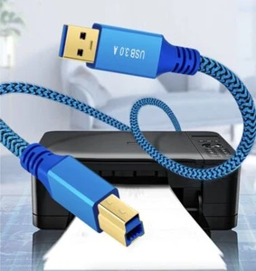 Cable tejido de manga trenzada para impresora de datos USB 3.0 tipo A a tipo B azul 3 m - Imagen 1 de 9