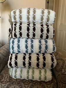 Handmade Home Crocheted Afghan - Striped (Pick your color)
