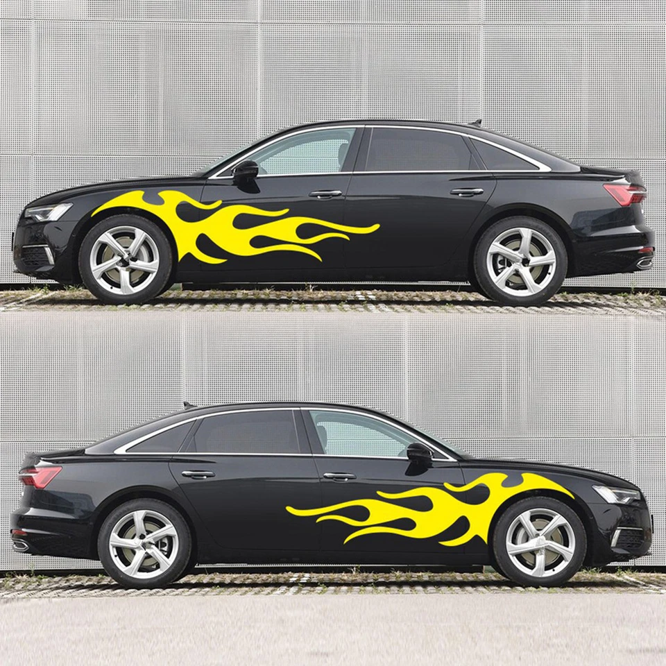 Un par de calcomanías adhesivas gráficas a rayas de llama impermeables para carrocería 59,05 x 13,78 pulgadas Foto 1 de 4