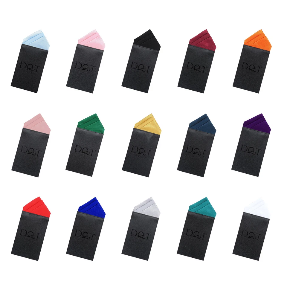 DQT Plain Satin Solid Casual Formal Wedding Pre-Folded Pocket Square One Peak