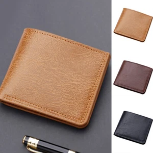 Cartera de cuero PU negra mini cartera monedero formato bolsillo pequeño hombre🔥 - Imagen 1 de 43
