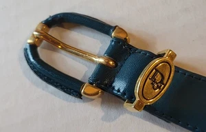 Christian Dior grün Anilin Rindsleder schmaler Gürtel Damengröße Large Logo Schnalle - Bild 1 von 7