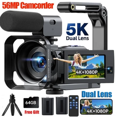 5K Camcorder Video Camera Dual Lens WiFi IR Night Vision YouTube Vlogging Camera - Image 1 of 4
