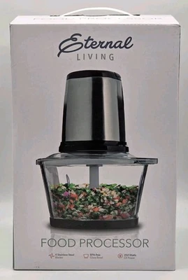Eternal Living Food Processor Slice Shred Puree Chop 250 Watt 2 Speeds 4 Blades - Image 1 of 4