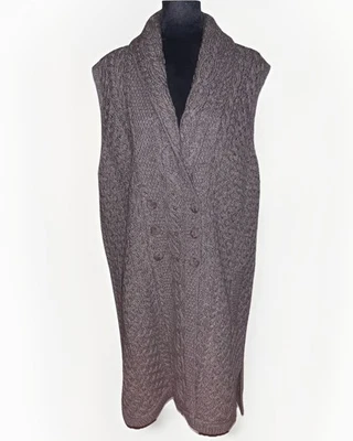 Impresionante suéter plumero sin mangas Aran Crafts Irlanda 100 % lana merino XL Foto 1 de 4