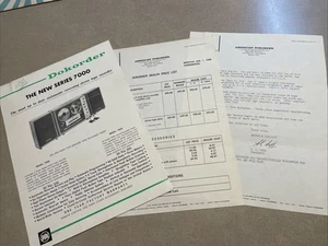 Original Dokorder Model 7000 Reel to Reel Spec Sheet Price List Letter 1968 DOK - Picture 1 of 5