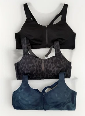 Knockout By Victoria’s Secret Sports Bra Lot Of 3 Black Blue Front-Close 38C EUC - Image 1 of 4