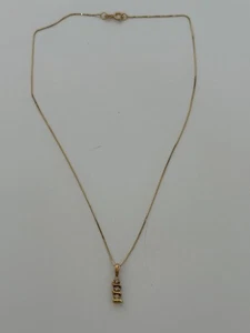 14k Yellow Gold Simulated Diamond Past Present Future Pendant Necklace 1.92g - Picture 1 of 11
