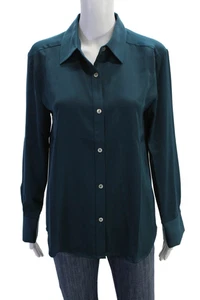 Rachel Zoe Damen Bluse mit Kragen Langarm Button Down Blau Größe M - Bild 1 von 5
