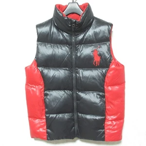 POLO RALPH LAUREN Big Pony Zip-Up Down Vest Kids L 14-16 Red Black Kids USED - Picture 1 of 7