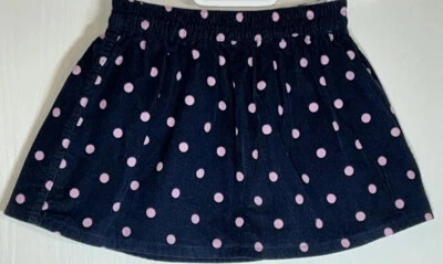 Falda 3T de pana azul marino con lunares rosas cintura elástica Falls Creek niña pequeña Foto 1 de 4