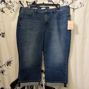 NWT NYDJ Marilyn Straight Crop Cuff Jeans Rolled Cuff Medium Wash Size 20W - Picture 1 of 11