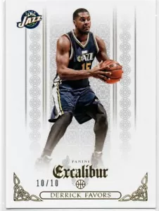 2014-15 Panini Excalibur GOLD #118 Derrick Favors UTAH JAZZ 10/10 parallel 19 - Picture 1 of 1