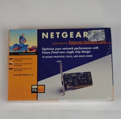 Facotry Sealed Netgear 10/100 Mbps PCI Ethernet Network Card FA311. NEW - Image 1 of 4
