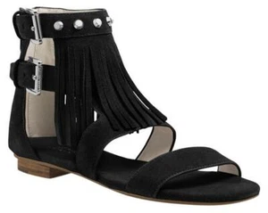 Neu Michael Kors Billy Nieten Fransen schwarz Wildleder Sandalen Größe 6 - Bild 1 von 7
